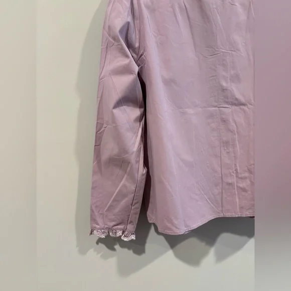 Pink Ruffled Long Sleeve Blouse with Bib Collar - Picture 8 of 10